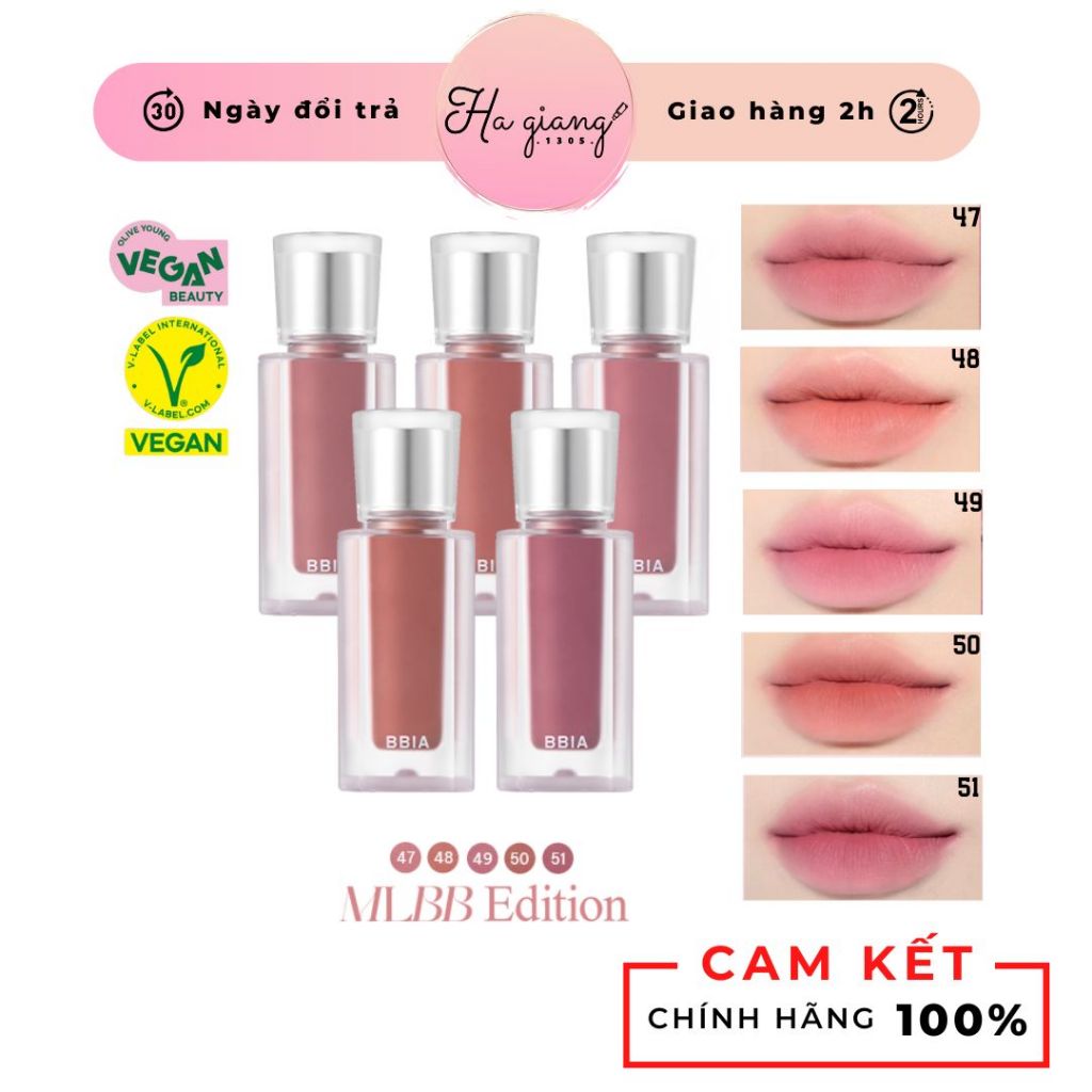 Son Kem Lì BBIA Last Velvet Tint MLBB Edition chất son nhung mịn V47, V48, V49, V50, V51 | BigBuy360 - bigbuy360.vn