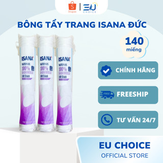 Bông tẩy trang Isana 140 miếng, bông tẩy trang mềm mịn 100% cotton cho mọi loại da nhập khẩu Đức