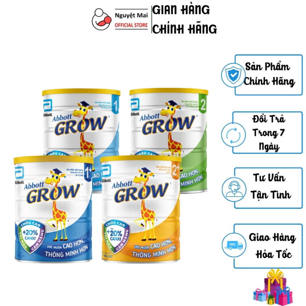 Combo 6 Hộp Sữa Bột Abbott Grow 1/2/1+/2+  Hương Vani 800g