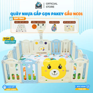 Quây Gấp Gọn Pakey Gấu NC01 Dày Dặn TẶNG BÓNG+THẢM+SET BÓNG RỔ+NÉM VÒNG, Quây Cho Bé Màu Sắc Sang Trọng Bảo Hành 2 Năm
