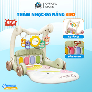 Thảm Nhạc Nằm Chơi Cho Bé, Thảm Nhạc Đa Năng 3in1 Kiêm Xe Tập Đi, Đàn Nhạc Cho Bé Phát Triển Toàn Diện