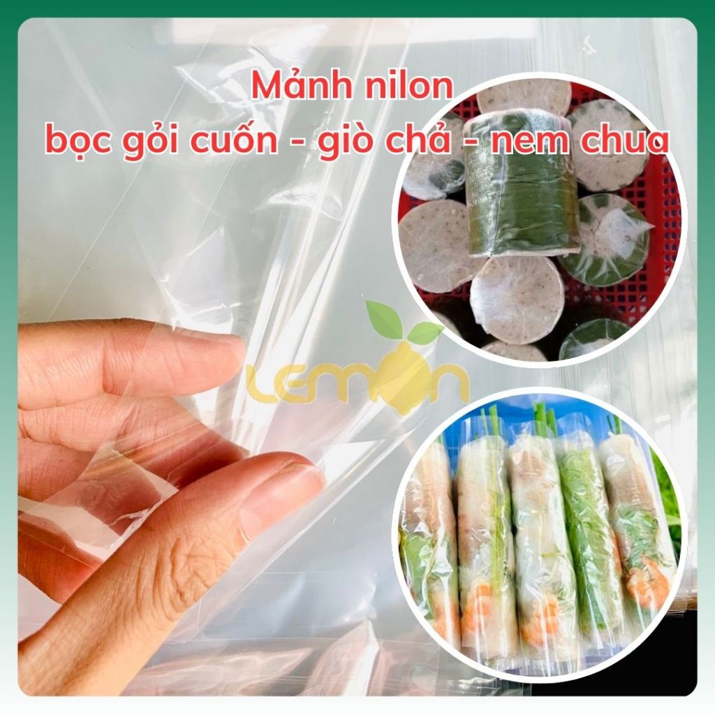 1KG Tấm nilon cắt miếng sẵn - Màng bọc gỏi cuốn, nem chua, bánh mứt nhanh chóng, đều đẹp (nhiều size)