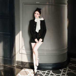 Quần đùi nữ phối tôn dáng hai hàng khuy Jamis Short H.I.U Fashion , chất liệu dạ tweed ánh nhũ cao cấp HIU design