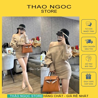 Set bộ len nữ áo trễ vai tay dài phối quần short! (có sẵn, hình thật) THẢO NGỌC STORE