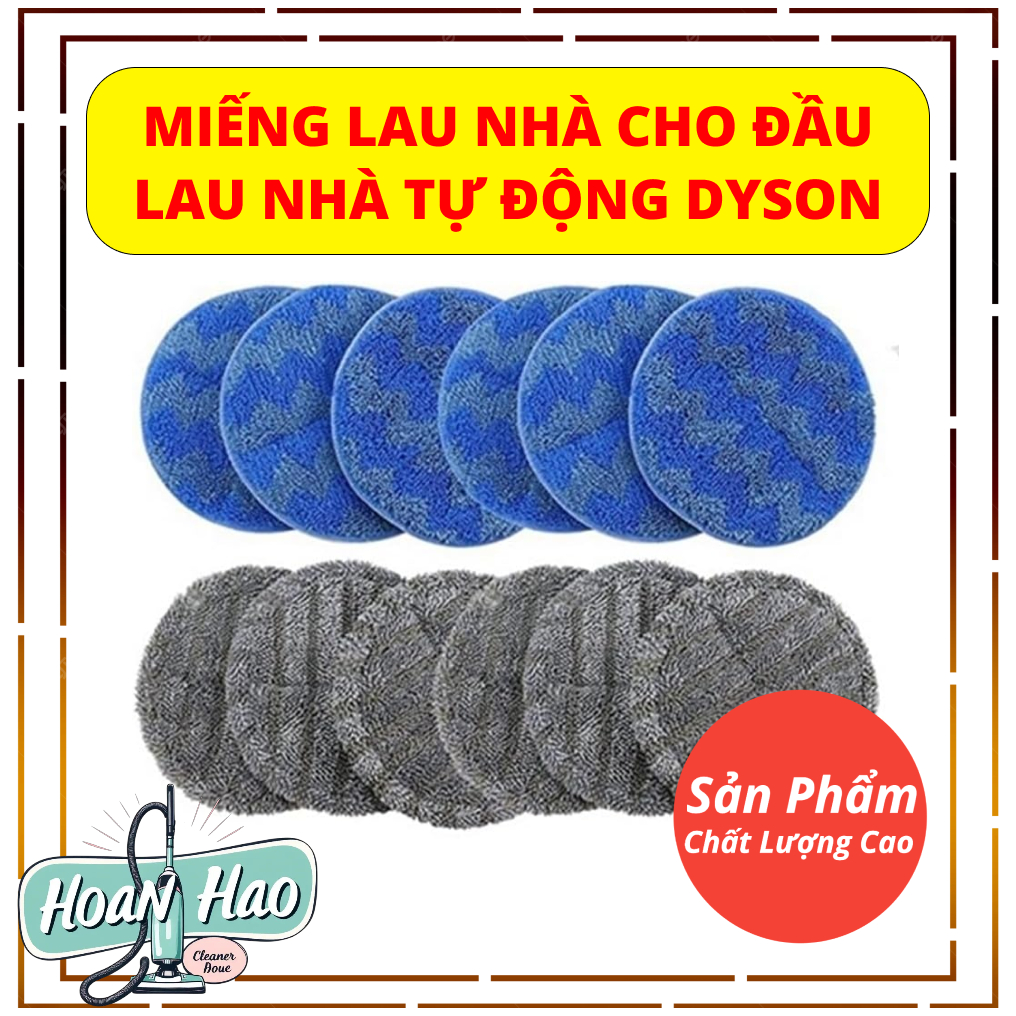 Hai miếng lau nhà siêu bền bằng sợi microfiber cho đầu lau nhà tự động Dyson