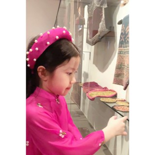 [TẾT 2025] Mấn đội đầu áo dài tết cho bé gái ULACHOIS Mẫn Hoa đính ngọc đẹp sang chảnh