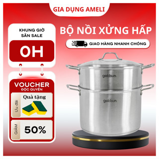Bộ nồi xửng hấp Goldsun GPS1510 inox 304 cao cấp đáy từ 3 lớp sử dụng trên mọi loại bếp