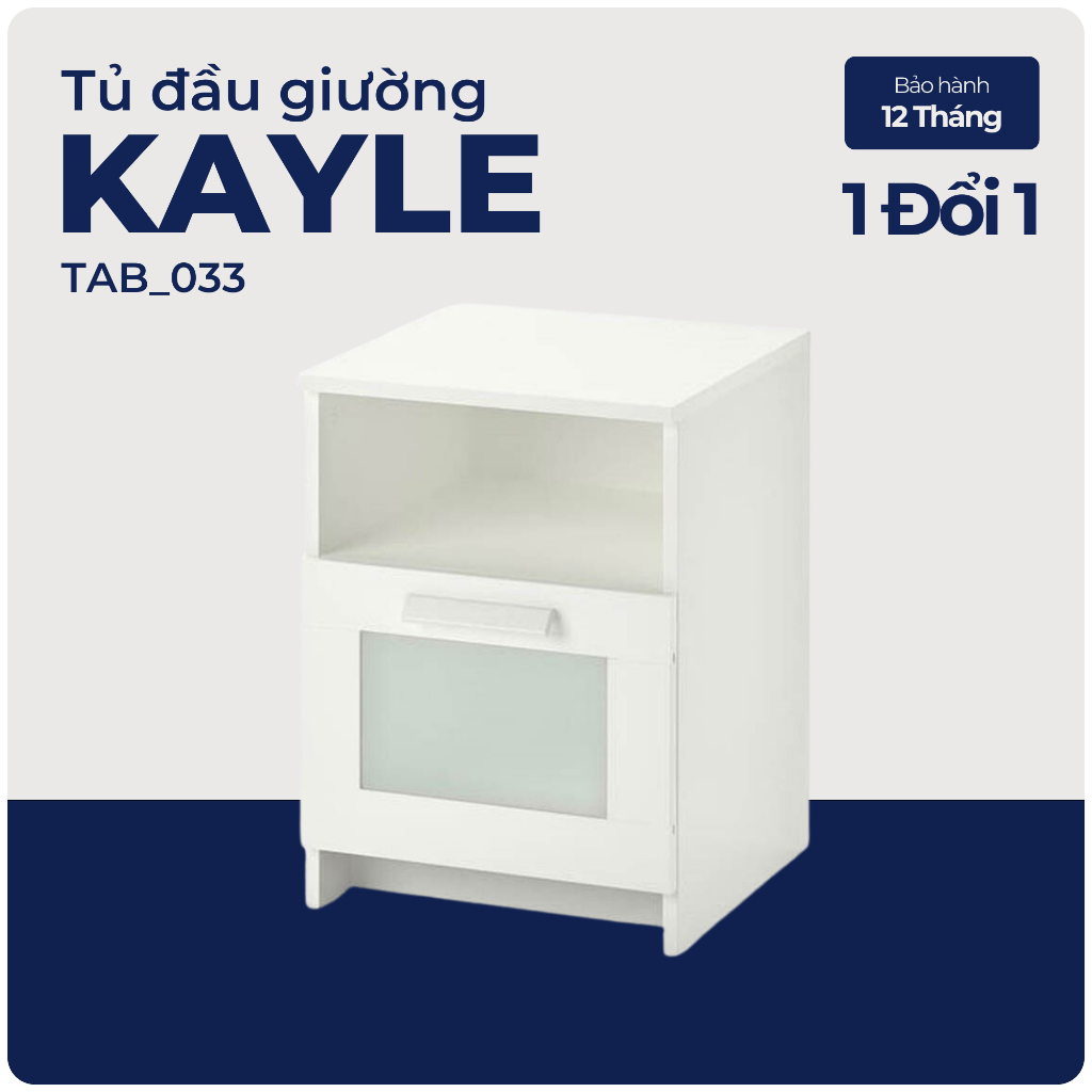 KAYLE, Tủ đầu giường tân cổ điển 1 ngăn kéo, TAB_033, 39x41x53cm, Nội thất Nhà trên cao