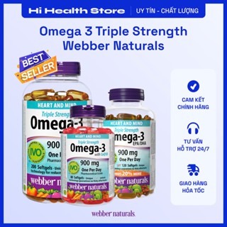 Dầu Cá Webber Naturals Omega 3 CoQ 10 900mg EPA / DHA hỗ trợ sức khỏe tim mạch và não bộ 80/120 viên
