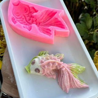 Khuôn Silicone Hồng Phát tạo hình Cá chép 9cm đổ rau câu, ấn đậu trang trí xôi, chè trôi nước - C19