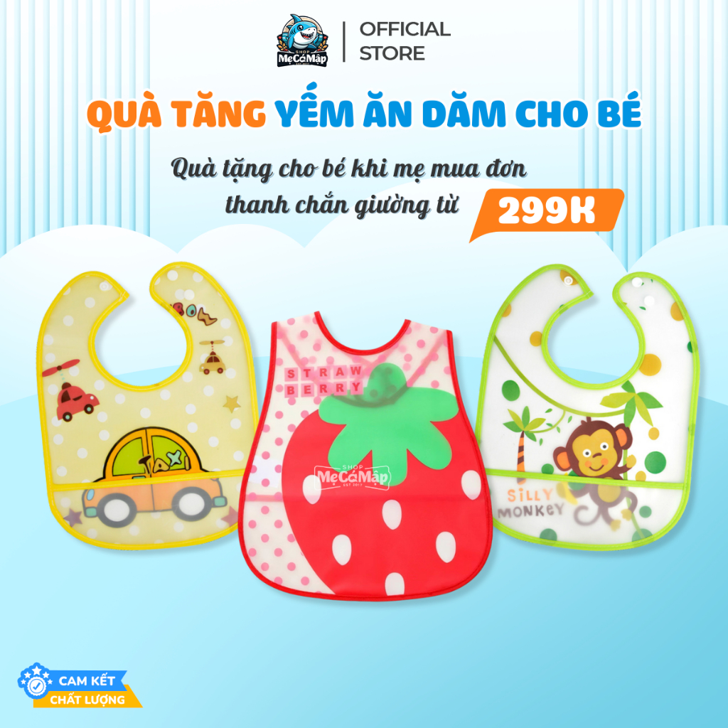 [Quà tặng không bán] Yếm Ăn Dặm Cho Bé Có Máng, Siêu Nhẹ Chất Liệu Cao Cấp Chống Nước