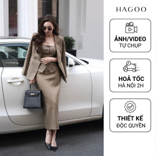 Set 3 chi tiết mix Blazer & Gile & Chân váy HAGOO màu Nâu thanh lịch [ B503-A503-CV503 ]