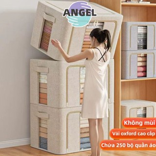 túi đựng chăn màn thùng đựng quần áo Khung Thép Hộp Vải oxford Lắp Ghép Đa Năng Tiện Lợi ComBo 2, cỡ lớn 110L