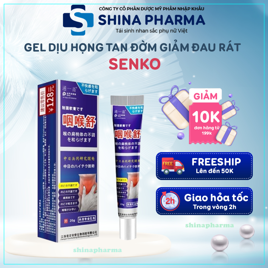Kem Giảm Viêm Họng, Amidan,Tan Đờm, Giảm Đau Rát SENKO Nhật Bản 20g - Gel Mỡ SENKO Dịu Họng Nano Cổ Truyền