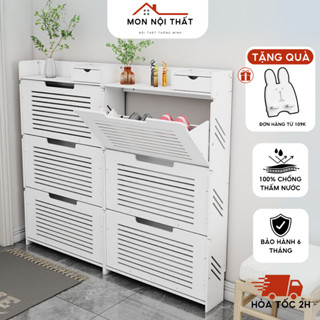 Tủ Giầy Thông Minh Lắp Ghép Cánh Lật, Tủ Giày Trang Trí Hiện Đại Chất Liệu Gỗ Nhựa Chống Nước Tuyệt Đối