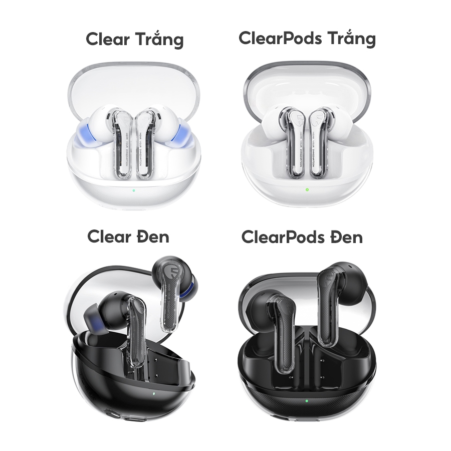 Tai nghe True Wireless SoundPEATS Clear / ClearPods | Mic Kép ENC | Bluetooth 5.3 | BigBuy360 - bigbuy360.vn