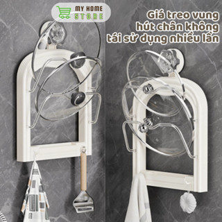 Giá Để Vung Xoong Nồi Hút Chân Không Giá Treo Nắp Nồi Nhà Bếp Kệ Để Thớt Giá Treo Bếp Kèm Móc Treo - GTV02