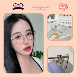 Gọng Kính Cận Mắt Mèo Hiệu LOE'WE Diva Luxury LW12 Kính Cận Nữ Kim Loại Không Gỉ Họa Tiết Sang Trọng