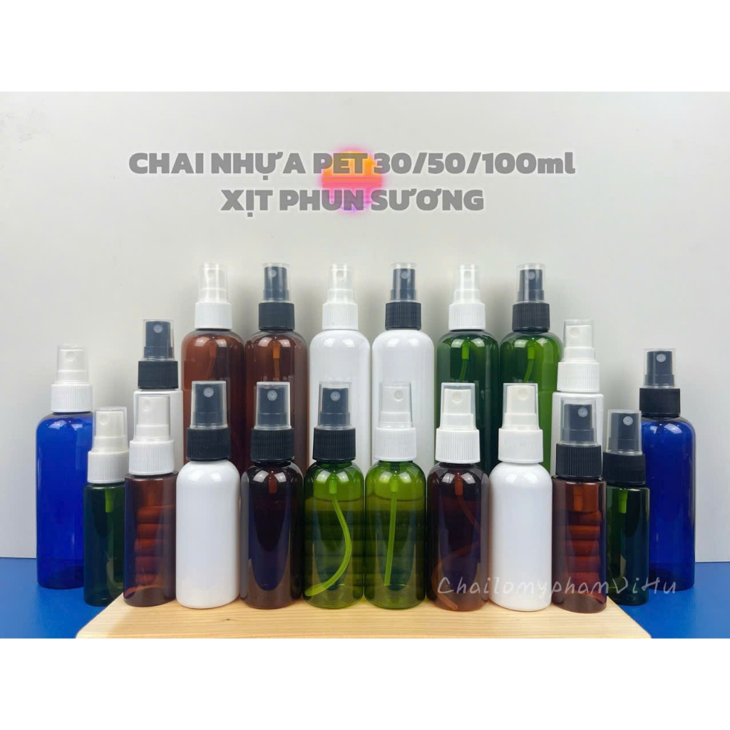 (COMBO 50) Chai Xịt Phun Sương 30ml/50ml/100ml Chiết Mỹ Phẩm, Tinh Dầu, Nước Hoa, Xịt Khử Mùi, Xịt Tóc