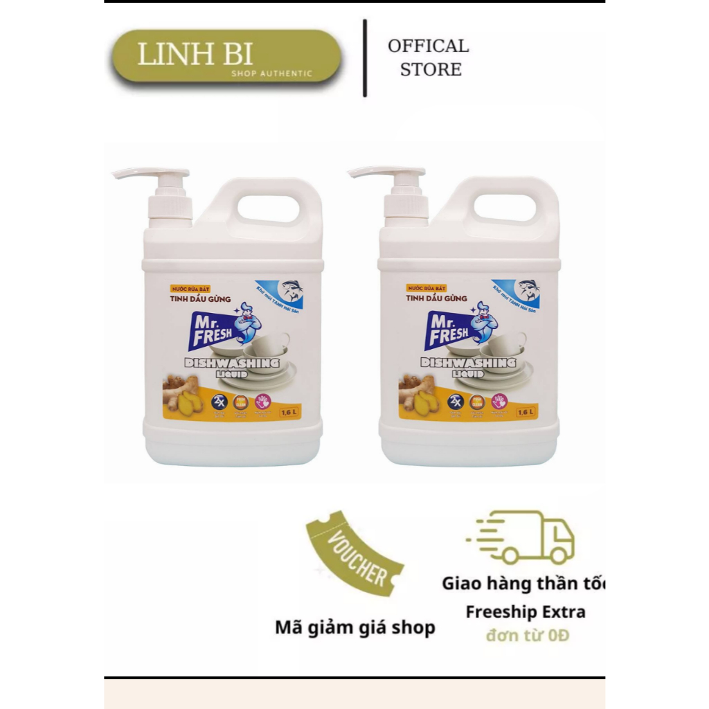 NƯỚC RỬA BÁT MR.FRESH TINH DẦU GỪNG -1,6L