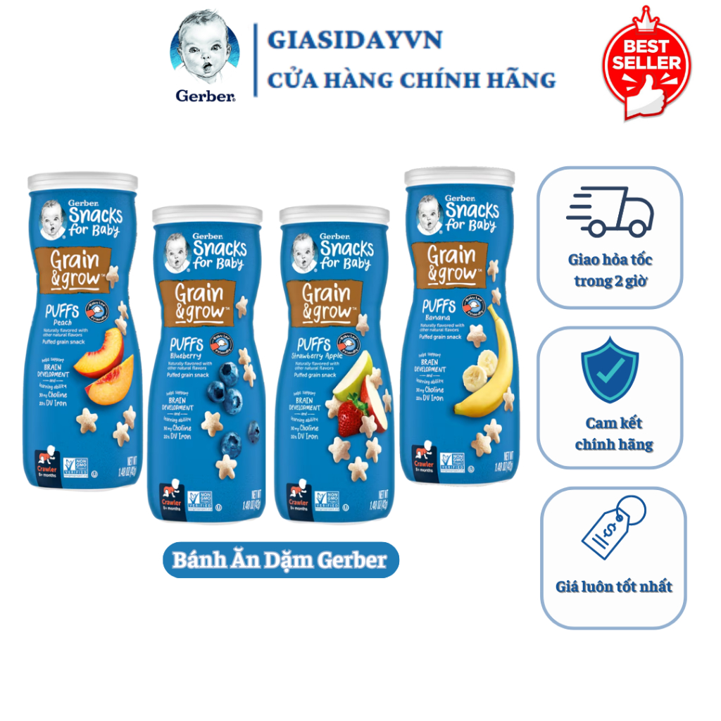 [Chính Hãng] Bánh Ăn Dặm Gerber Cho Bé 8m+ 42g