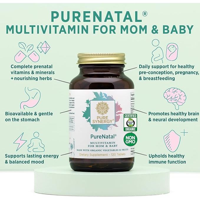 Viên Bổ Sung Vitamin Tổng Hợp Hữu Cơ Cho Mẹ Bầu Và Mẹ Sau Sinh Pure Synergy Purenatal Prenatal Multivitamin 120 viên