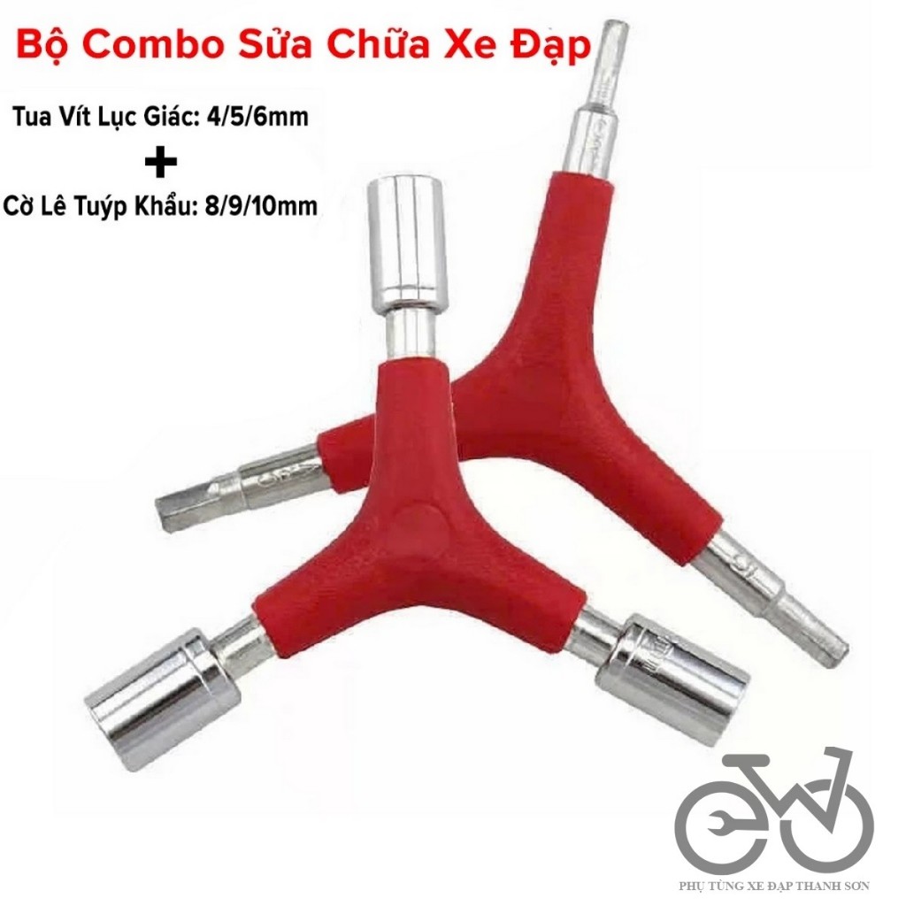 Tua Vít Lục Giác 4/5/6mm + Cờ Lê Tuýp Khẩu 8/9/10mm Chữ Y Sửa Chữa Xe Đạp Vặn Ốc Bu Lông Đa Năng