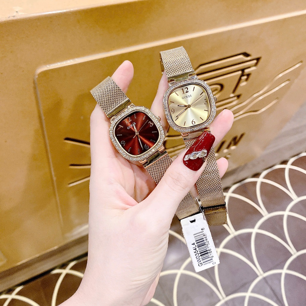 Đồng hồ nữ chính hãng Guess size 32mm fullbox đeo tay dây lưới chống nước thời trang cao cấp