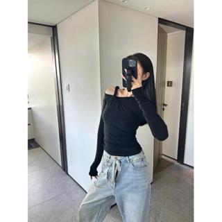 Áo Thun Nữ Tay Dài Kiểu Xoắn Dây Một Bên Women Top