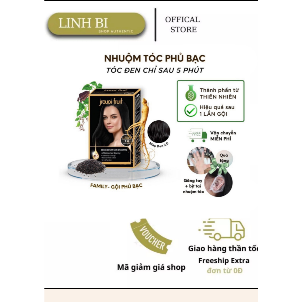 Gội là đen Gói Gội đen tóc Phủ bạc Jrouoi fruit 1 lần