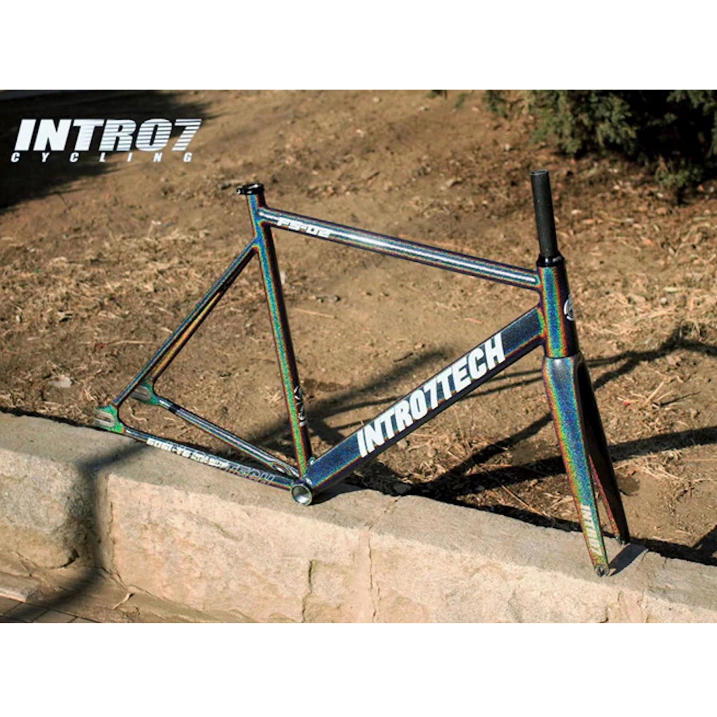 KHUNG SƯỜN XE ĐẠP FIXED GEAR 700c - INTRO7TECH F5-02 - NHÔM - PHUỘC CARBON (KÈM KHOÁ CỐT, CHÉN CỔ)