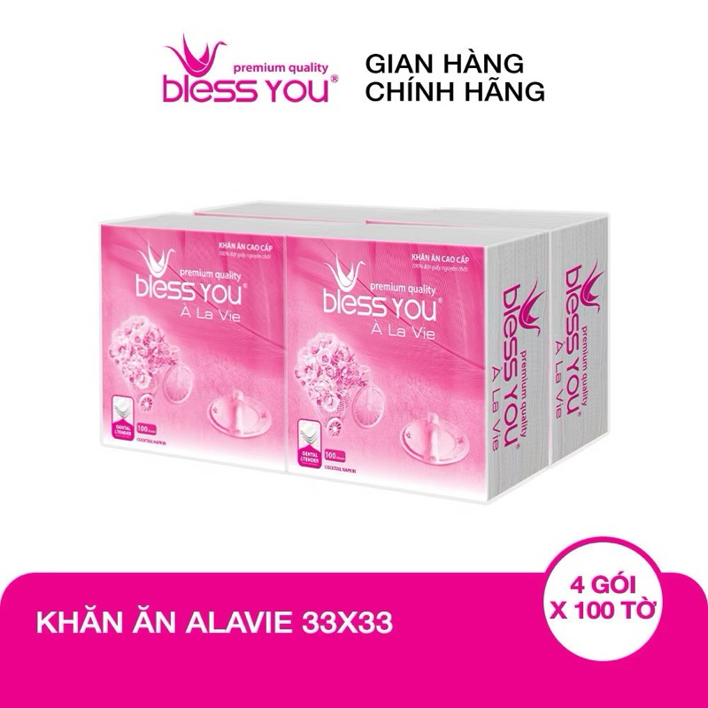 Combo 4 gói Khăn ăn Napkin Bless You Alavie 33x33