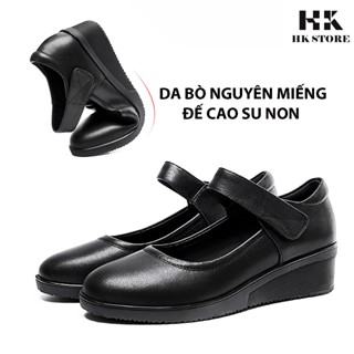 Giày nữ da bò đế xuồng 3cm - thiết kế quai ngang đẹp mắt và chắc chân, da mềm đi lại rất thoải mái.