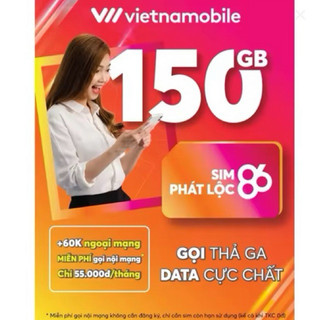 Sim Phát Lộc 86 Vietnamobile 150Gb/1 Tháng +Tk60K Free Tháng Đầu