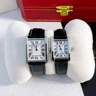 Đồng hồ nam nữ ct dây da - size 22 và 26mm, mặt vuông, hai kim , dây da nổi vân cá sấu cao cấp,bảo hành 6 tháng