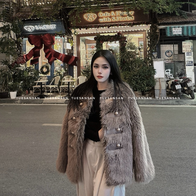 𝐎𝐑𝐃𝐄𝐑. Áo Khoác Lông Khóa Cài Quý Tộc (ẢNH FEEDBACK Ở CUỐI)
