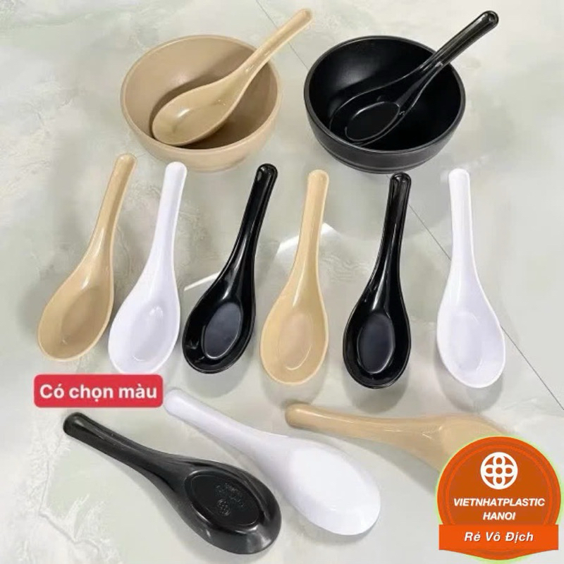 COMBO 10 Muỗng súp phíp (2856) Thìa ăn phở nhựa Việt Nhật cao cấp, cho nhà hàng, khách sạn, Thìa ăn cơm,cháo