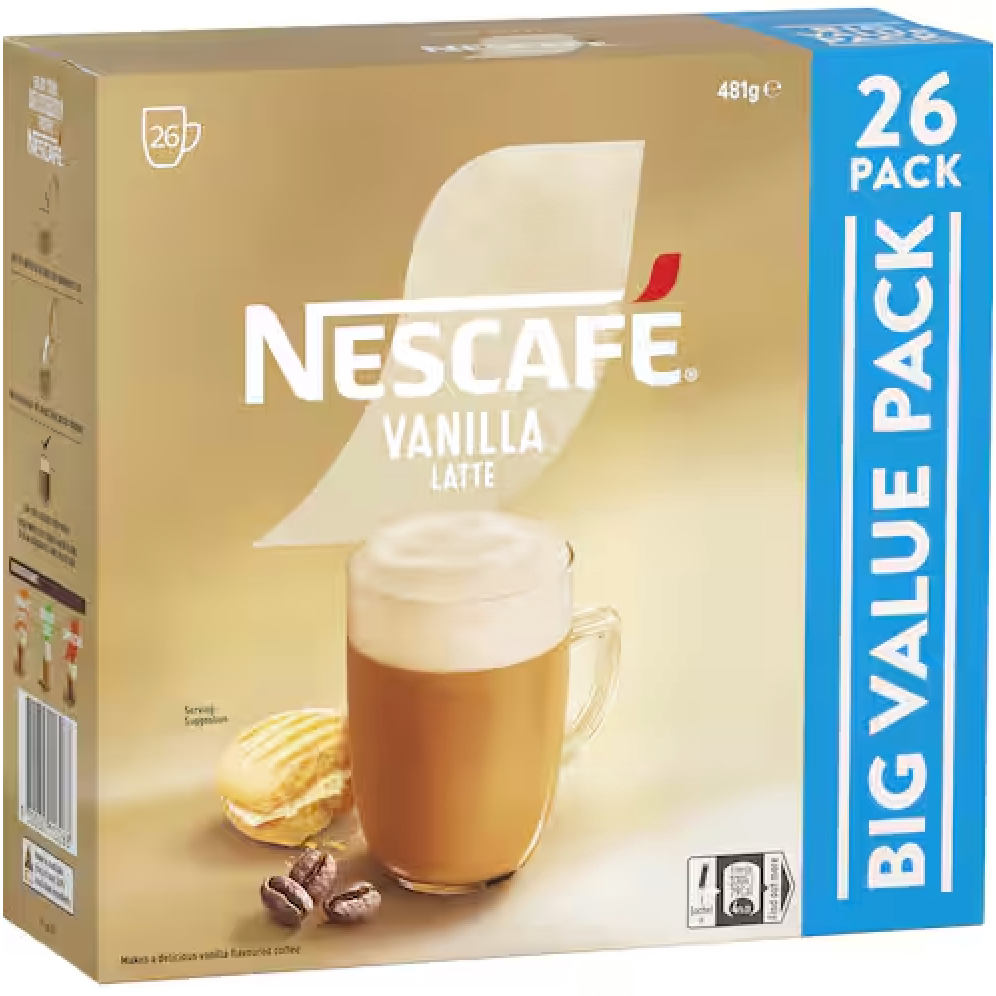 HỘP 26 GÓI CAFE Nescafe Coffee Sachets, Cappuccino Skim/Strong - Almond - Caramel - Hazelnut - Mocha