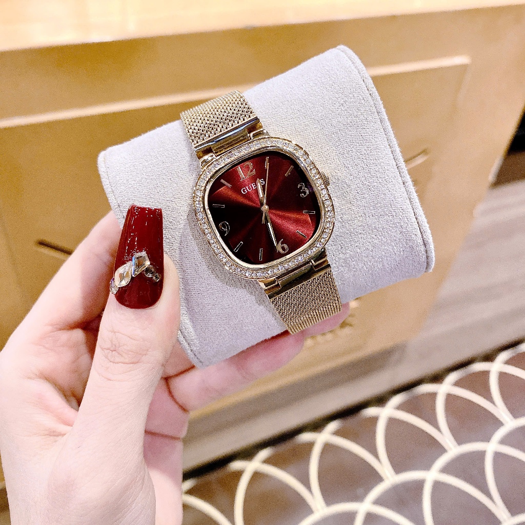 Đồng hồ nữ chính hãng Guess size 32mm fullbox đeo tay dây lưới chống nước thời trang cao cấp