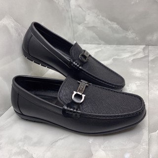 Giày da nam công sở màu đen phong cách hàn quốc giày lười mọi da nam dập nhám full size 38-43