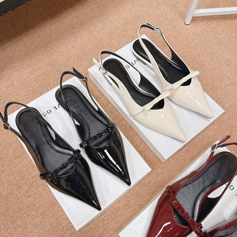 Sandal nữ mũi nhọn nơ ngang đế bệt mã VV26 | BigBuy360 - bigbuy360.vn