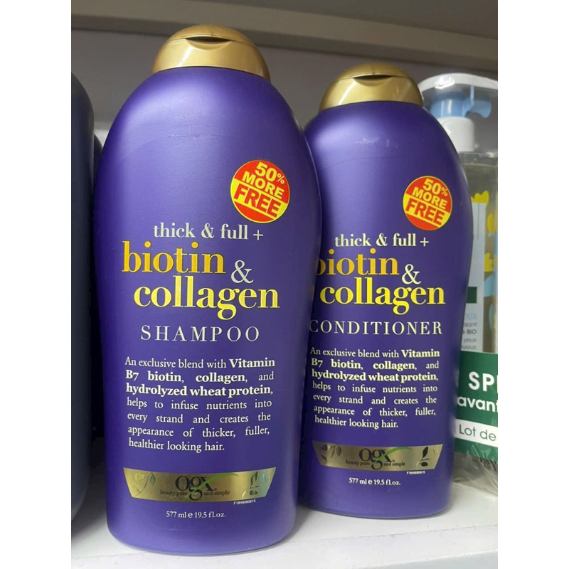 BỘ ĐÔI DẦU GỘI 577ML + XẢ 577ML  OGX THICK & FULL BIOTIN & COLLAGEN  - USA