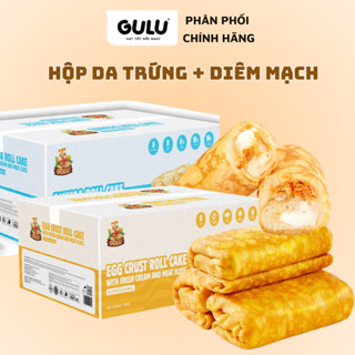[DATE MỚI 26/8] Combo 1 hộp da trứng cuộn (5 cái) + 1 hộp bánh Diêm Mạch (9 cái) Cuộn Kem Trứng Chà Bông Gulu Foods