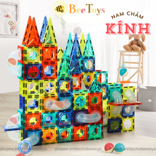 Đồ chơi nam châm xếp hình, bộ lắp ghép cho bé xếp hình bi nam châm kính 73/97 chi tiết đồ chơi thông minh Bee Toys