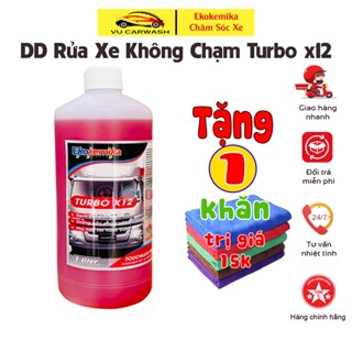 Dung Dịch Rửa Xe Không Chạm - Nước Rửa Xe Ô Tô Tải, Xe Khách, Xe Công Trình và Xe Máy Turbo x 12 1L (tặng 01 khăn lau)