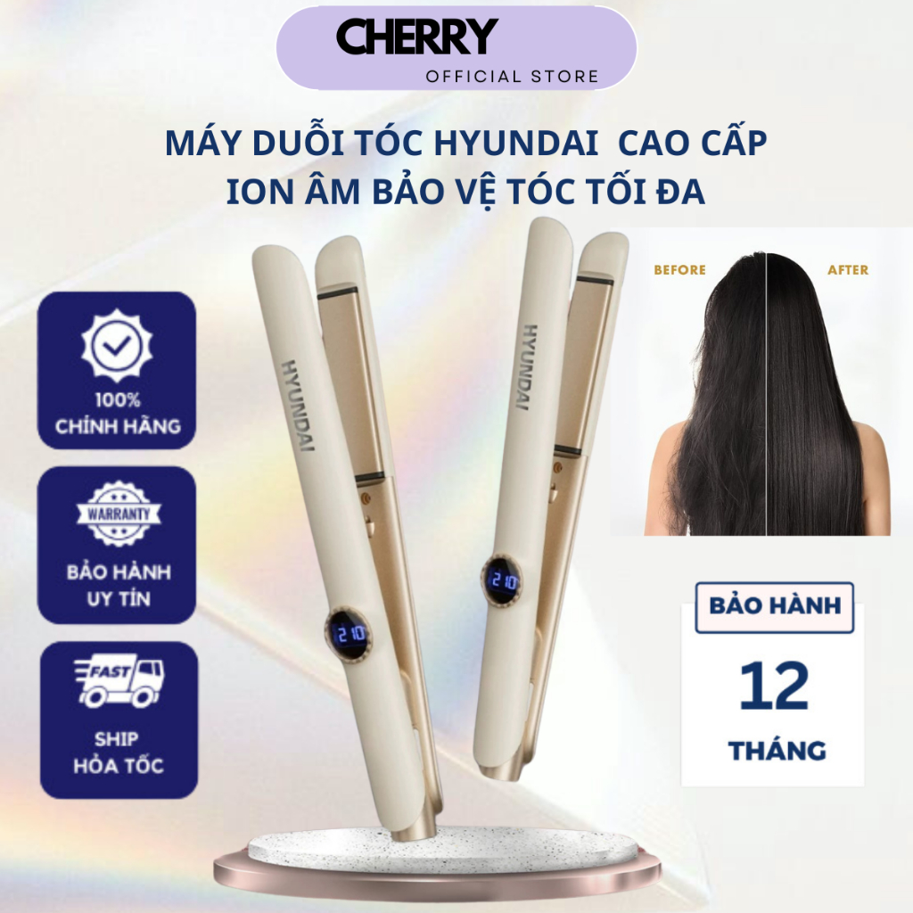 Máy duỗi tóc ion âm Hyundai, làm nóng nhanh, tạo kiểu dễ dàng giúp bảo vệ không gây hư tổn cho tóc