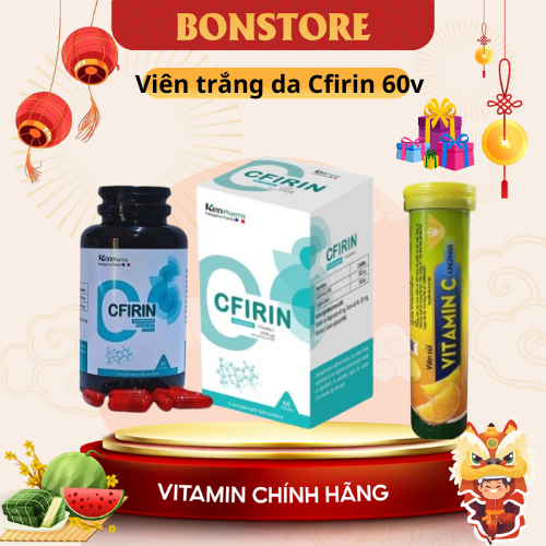Viên uống trắng da Glutathion Cfirin lọ 60 viên của pháp - Ngăn ngừa oxy hóa , làm đẹp da, giảm nếp 