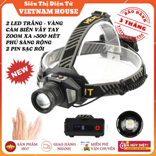 NEW | ĐÈN PIN ĐỘI ĐẦU SIÊU SÁNG E01, TÍCH HỢP 2 LED CẢM BIẾN SÁNG RỘNG ZOOM XA, SẠC TYPE C SIÊU TIỆN