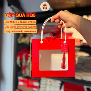 Giá Tốt 10 cái- Hộp Giấy Đỏ Quà Tết/ Quà Tặng, Hũ Nhựa Nắp Nhôm 800ml, Đựng Khô Mứt, Set Yến Chưng