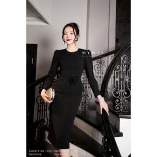 Sét Áo Kiểu Chân Váy Ôm Nữ MY WAY Dài Tay Dáng Peplum Eo Đính Hoa 3D Sang Trọng 6MAB15184 - 6MCOB3216 - DE0